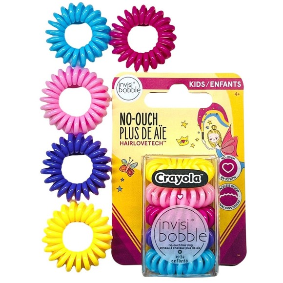 2X Invisibobble Crayola No-Ouch Hair Rings - 5 Count Per Pack For Kids & Infants - Picture 2 of 12